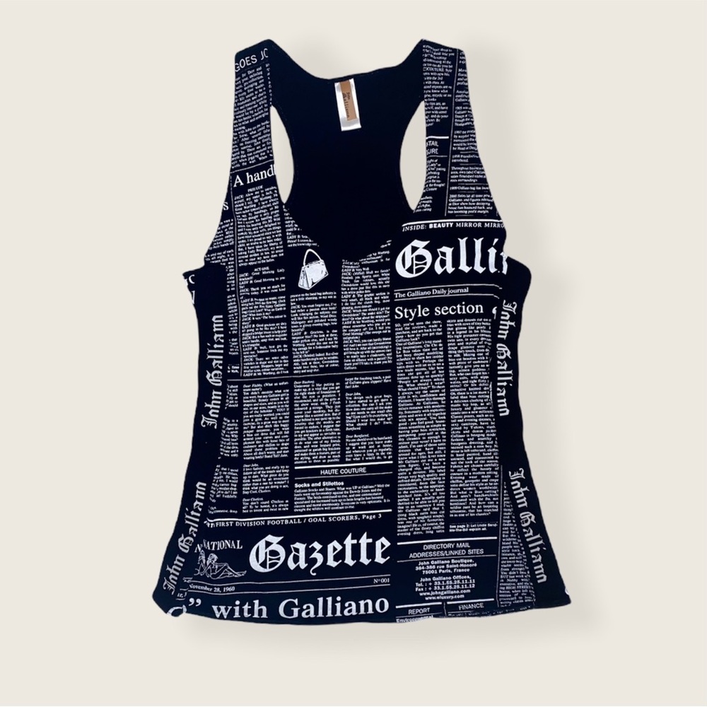 John Galliano New Paper Print Tank